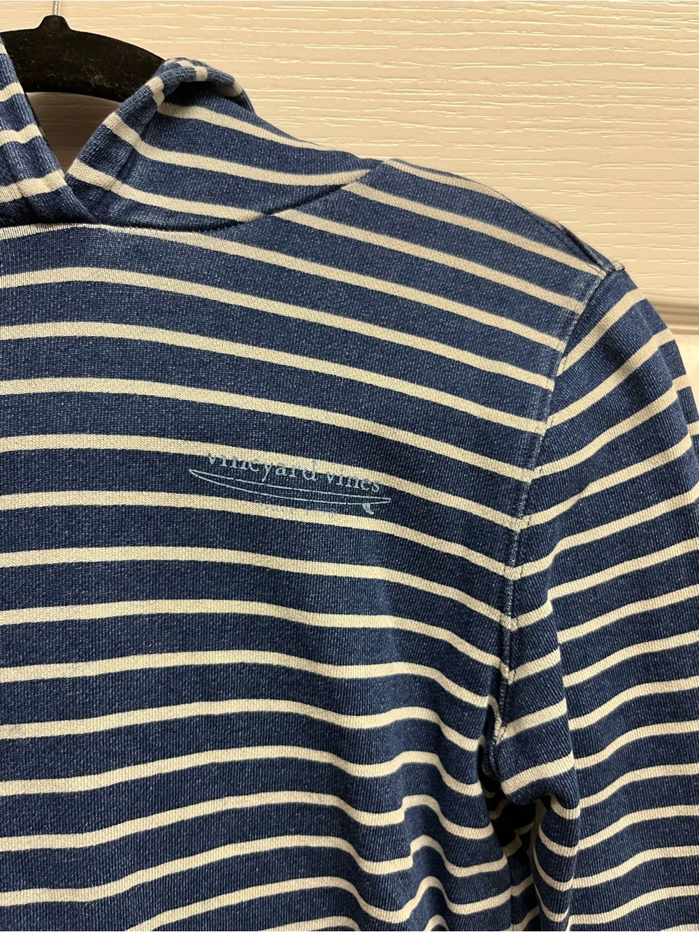 Vineyard Vines Navy and White Striped Hooded Calmwater Pullover